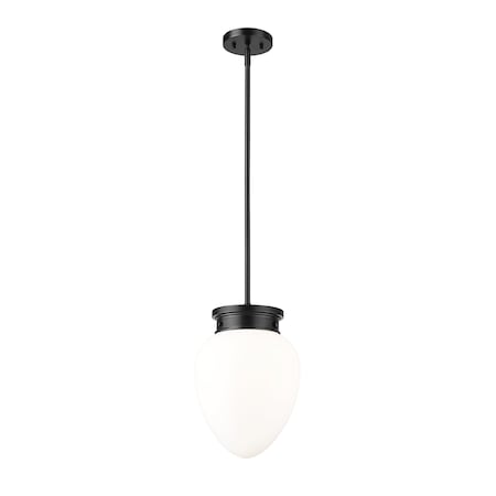 Z-Lite Gideon Pendant, 1-Light, 10 In.W x 14.5 In.H, Matte Black/Etched Opal 1945P9-MB